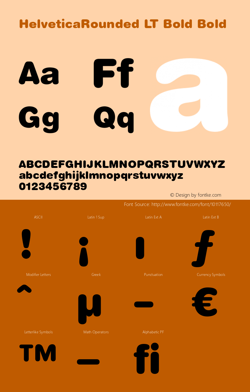 HelveticaRounded LT Bold Bold Version 6.1; 2002 Font Sample