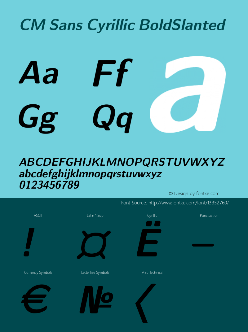 CM Sans Cyrillic BoldSlanted Version 001.001 Font Sample