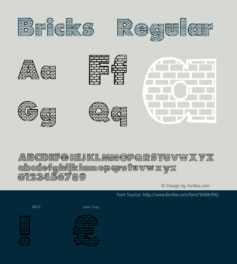Bricks Regular Version 1.00 Font Sample