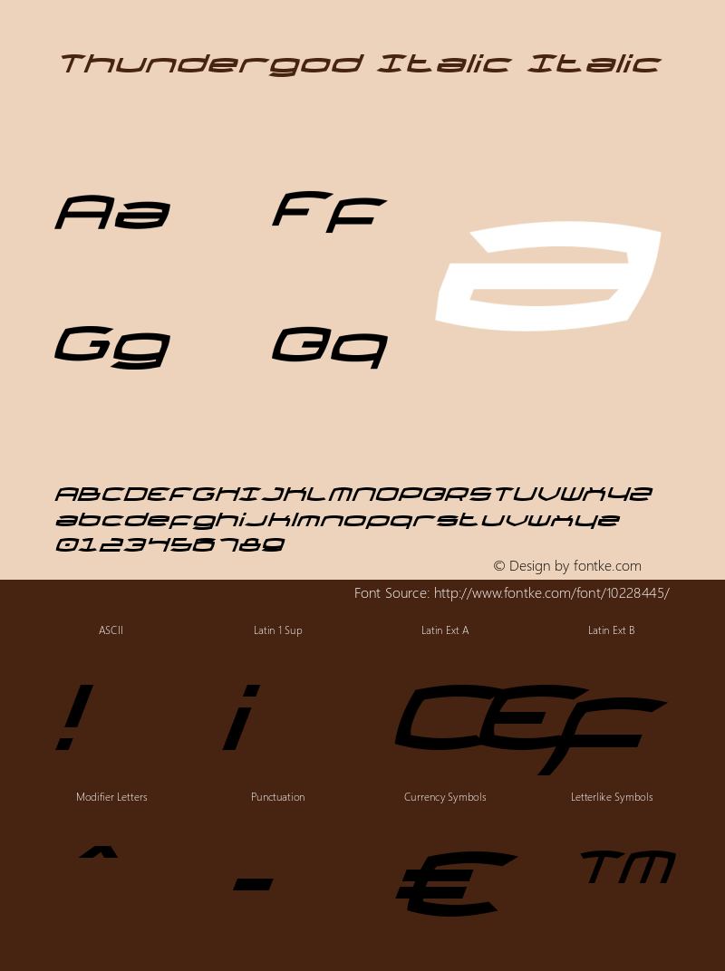 Thundergod Italic Italic 2 Font Sample