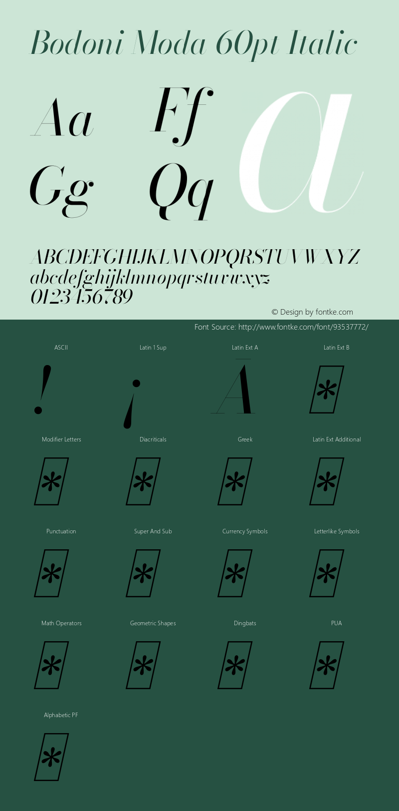 Bodoni Moda 60pt Italic Version 2.004 Font Sample