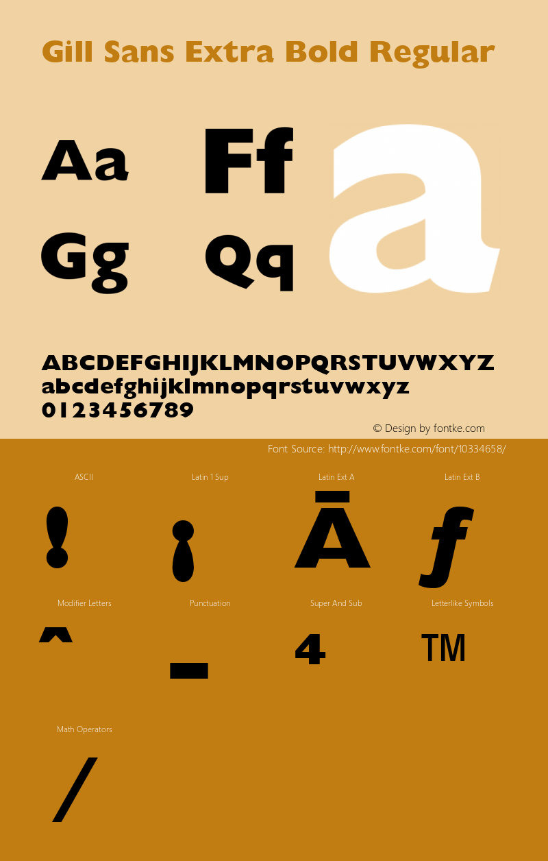 Gill Sans Extra Bold Regular Version 1.3 (ElseWare) Font Sample