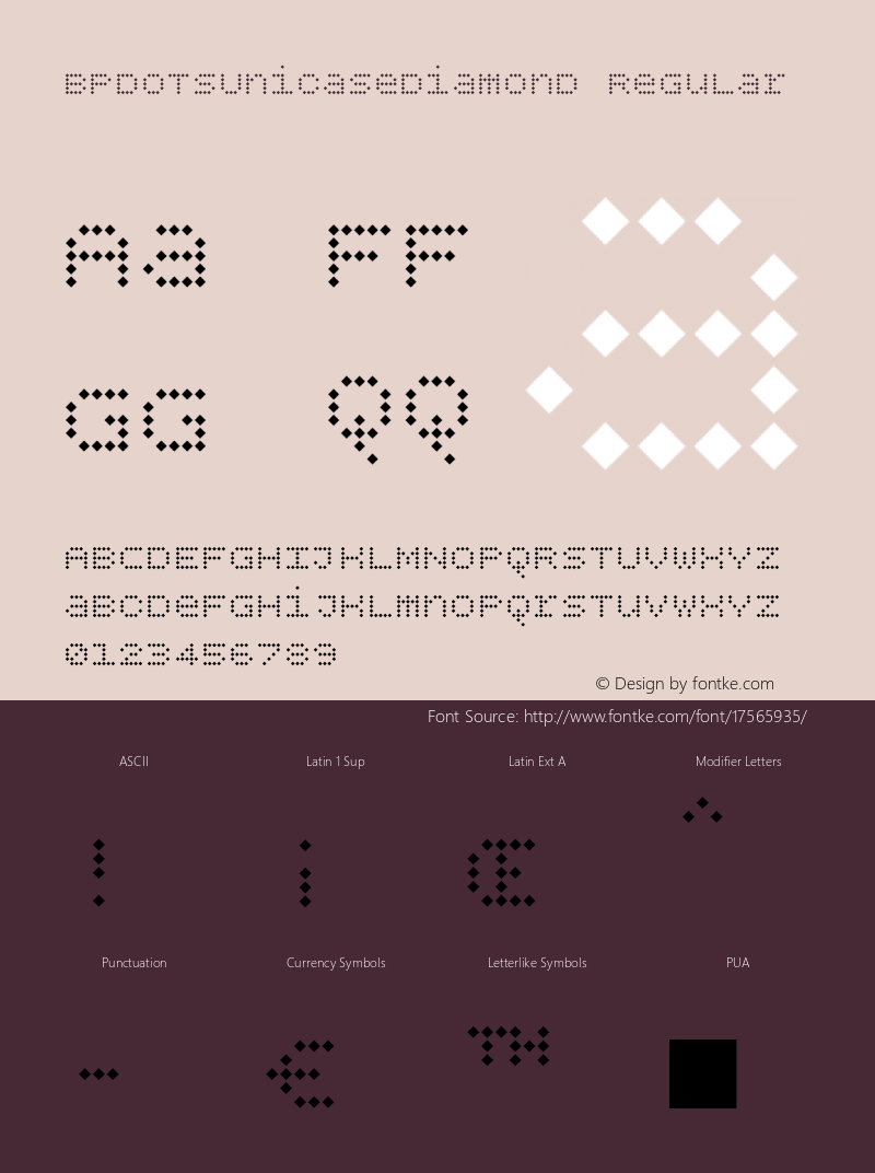 BPdotsUnicaseDiamond Regular Version 1.000 Font Sample