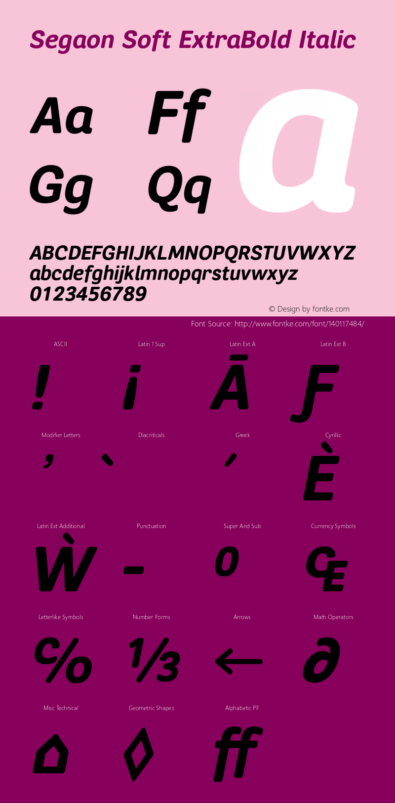 Segaon Soft ExtraBold Italic Version 1.000 Font Sample