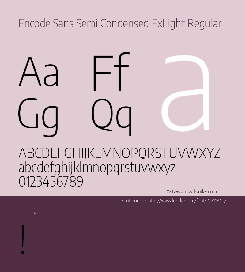 Encode Sans Semi Condensed ExLight Regular  Font Sample