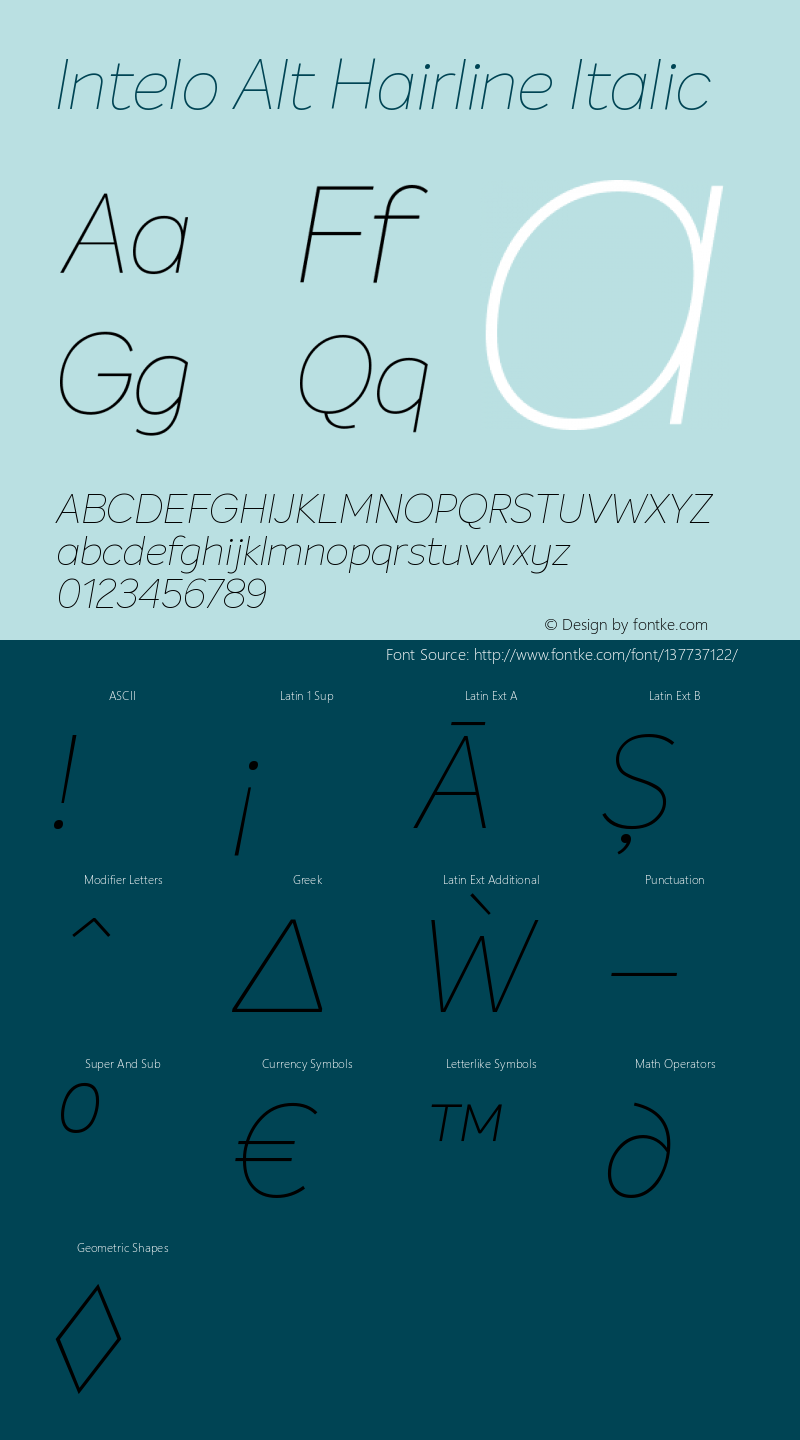 Intelo Alt Hairline Italic 1.000 Font Sample