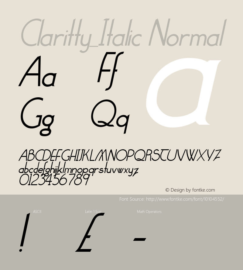 Claritty_Italic Normal 001.003 Font Sample