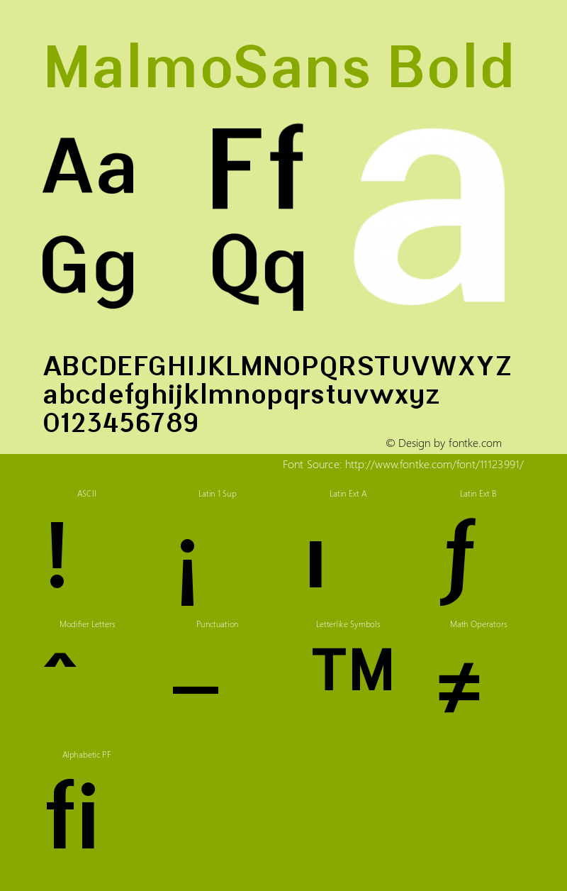 MalmoSans Bold Version 001.000 Font Sample