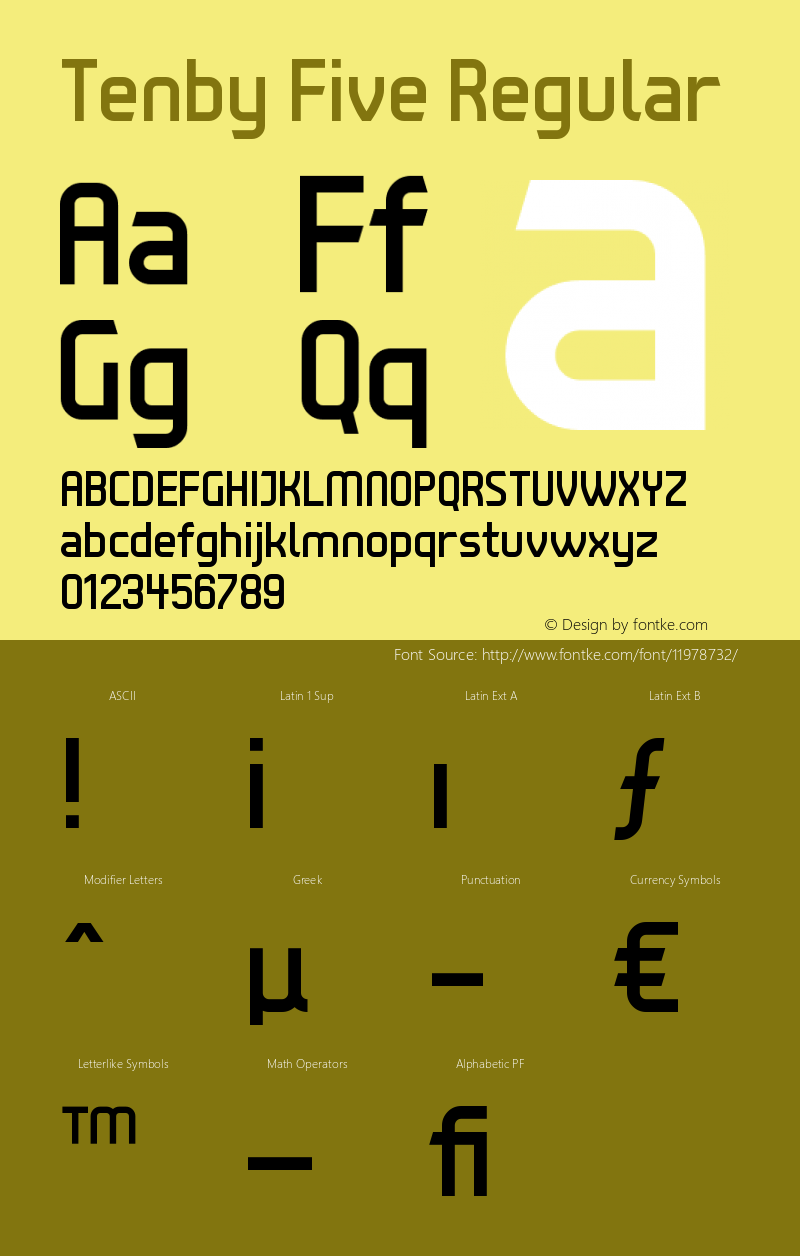 Tenby Five Regular Version 1.000 Font Sample