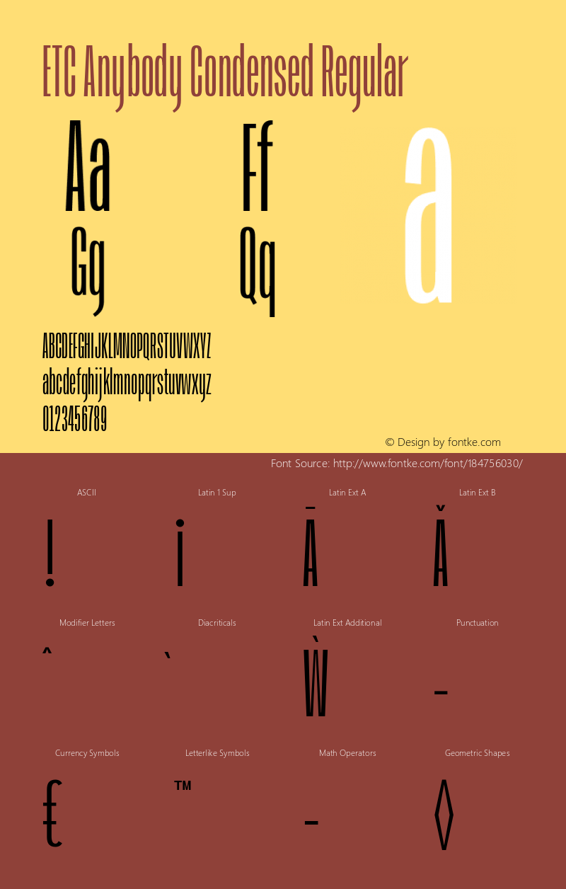 ETCAnybody-CondensedRegular Version 1.51 | wf-rip DC20181025图片样张