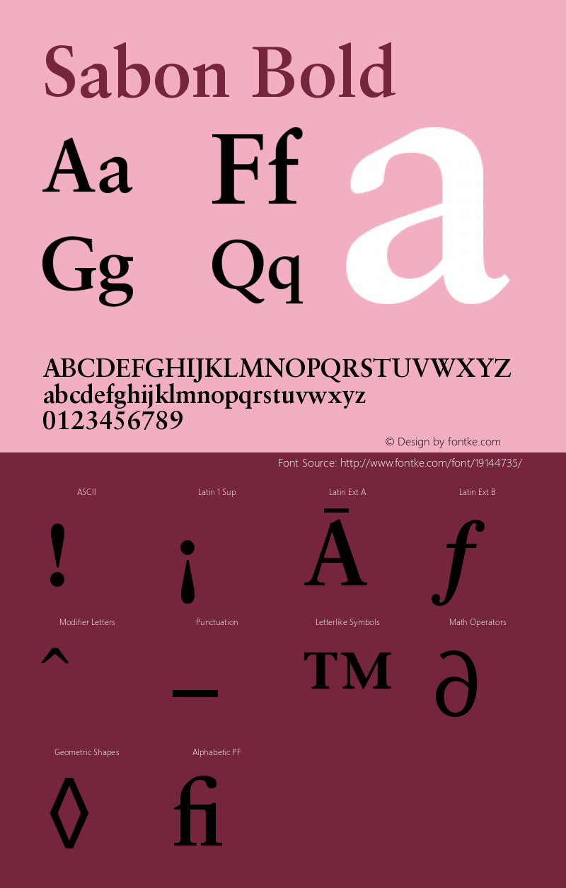 Sabon CE Bold Version 001.002 Font Sample