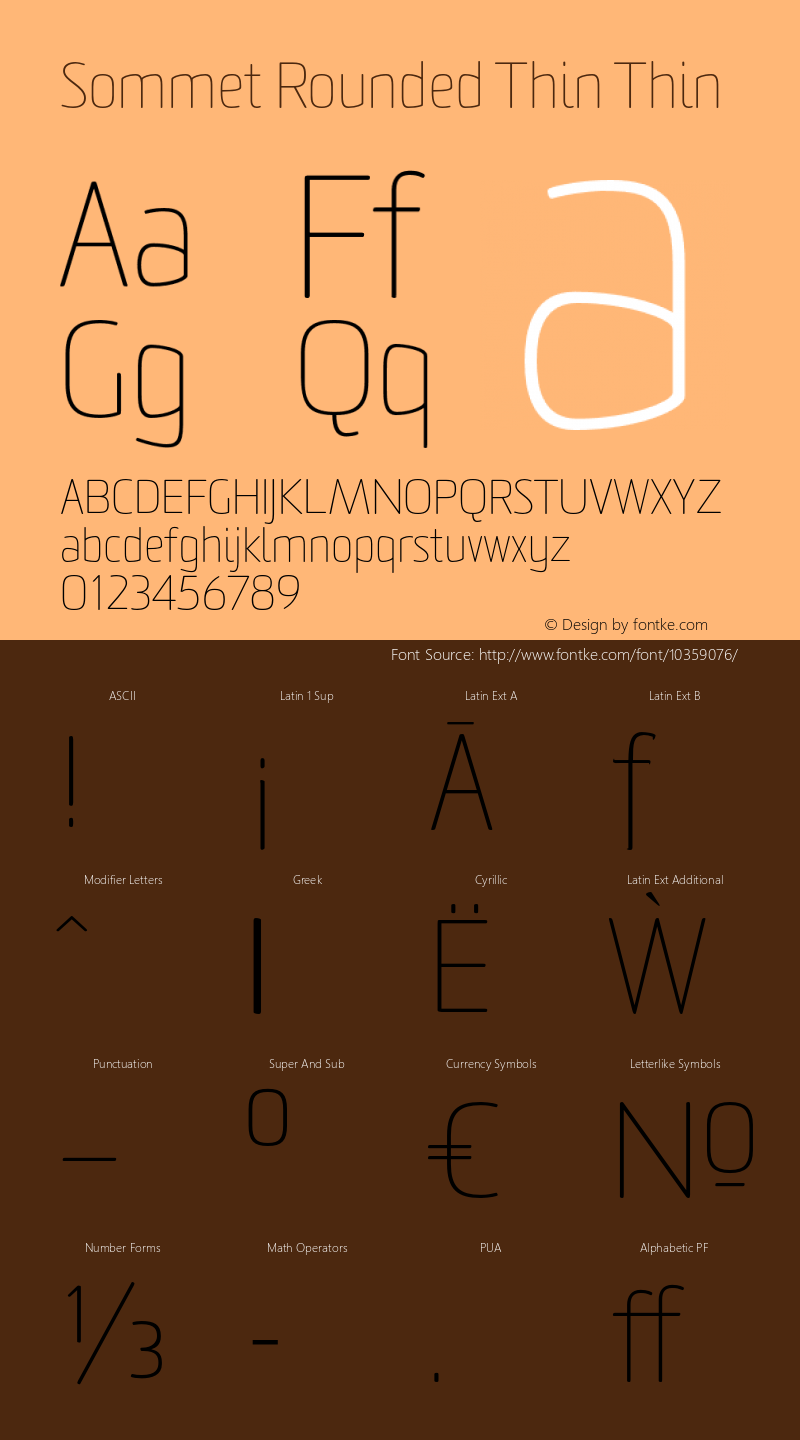 Sommet Rounded Thin Thin Version 1.000 2006 initial release Font Sample