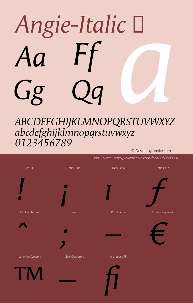 ☞Angie-Italic Version 4.460 2004;com.myfonts.easy.fontfont.ff-angie.italic.wfkit2.version.37qD图片样张