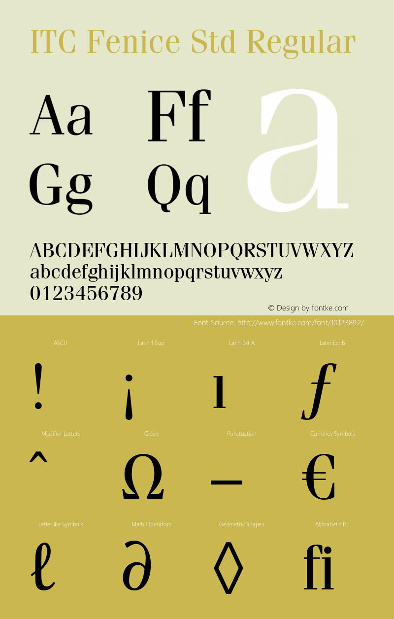 ITC Fenice Std Regular OTF 1.018;PS 001.000;Core 1.0.31;makeotf.lib1.4.1585 Font Sample