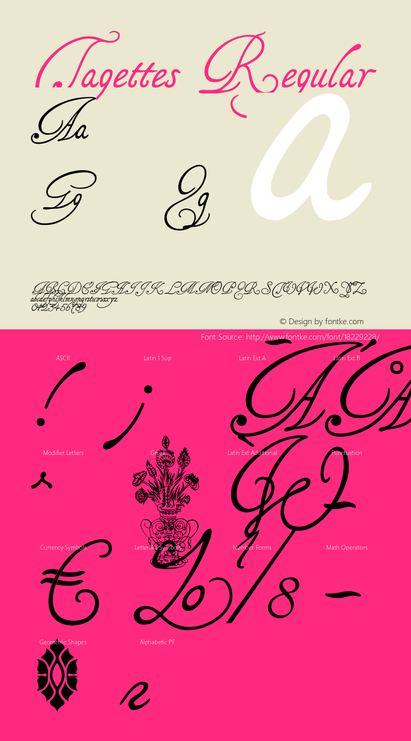 Tagettes Regular Version 1.01 November 2007, initial release March 2005 Font Sample