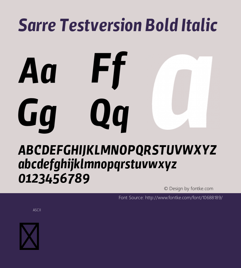 Sarre Testversion Bold Italic Version 1.000;PS 001.000;hotconv 1.0.70;makeotf.lib2.5.58329 Font Sample