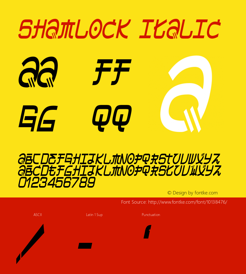 Shamlock Italic Version 1.000;PS 001.000;hotconv 1.0.38 Font Sample