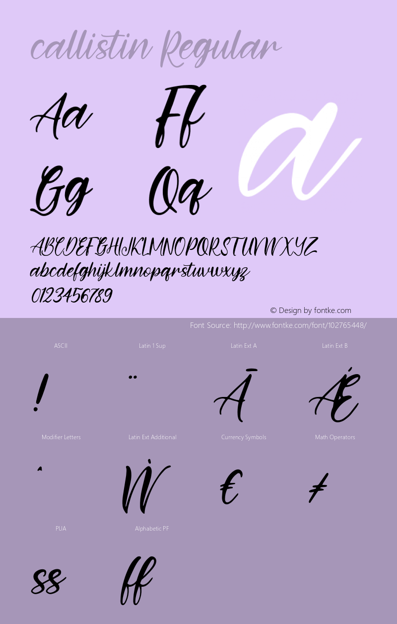 callistin Version 1.000 Font Sample