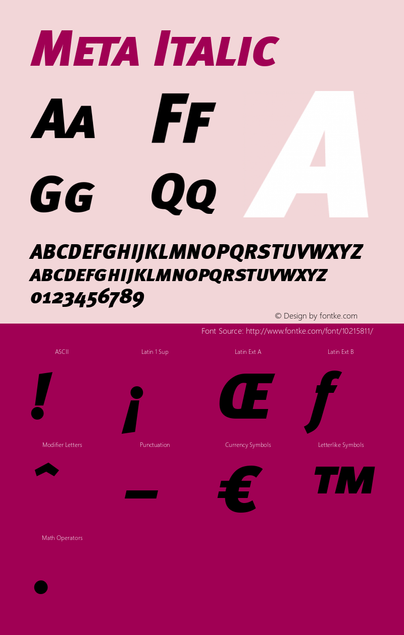 Meta Italic Version 4.301 Font Sample