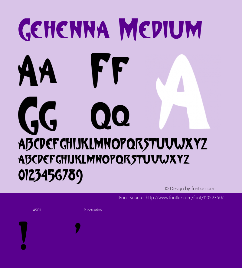 Gehenna Medium Version 001.000 Font Sample