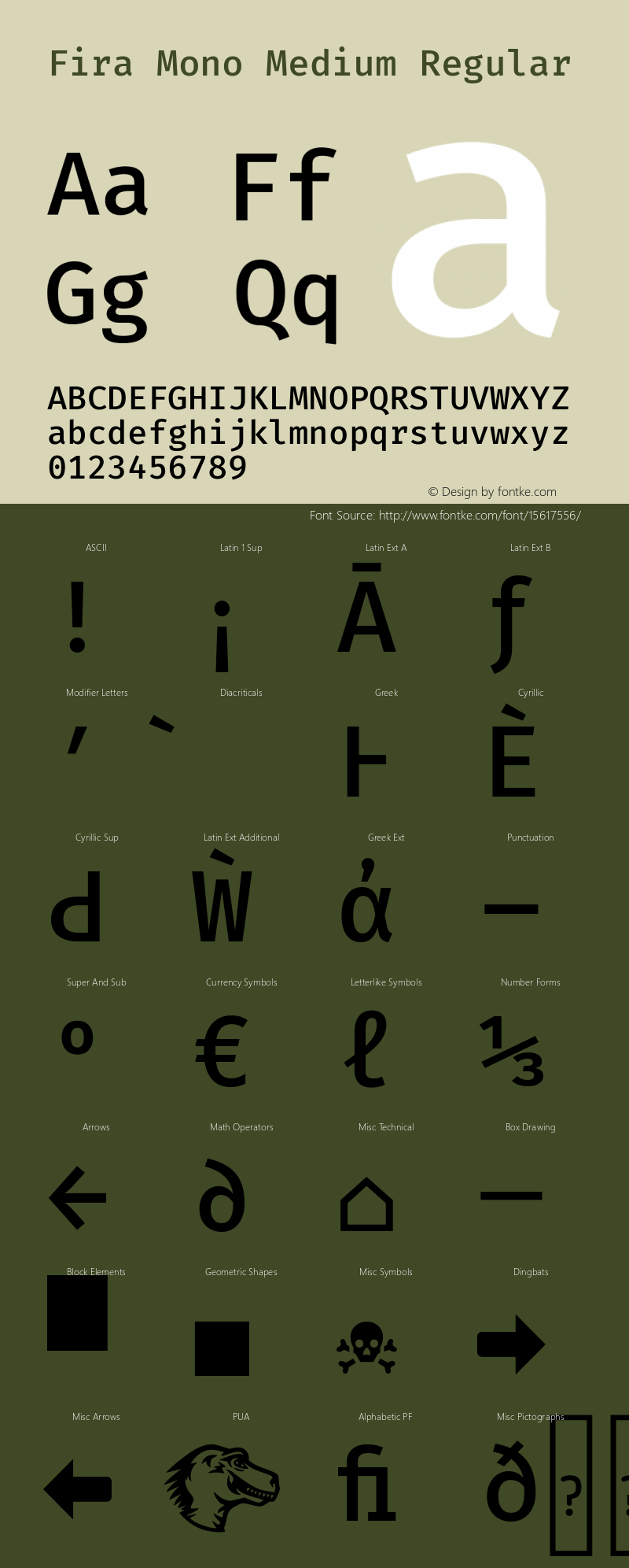 Fira Mono Medium Regular Version 3.205 Font Sample