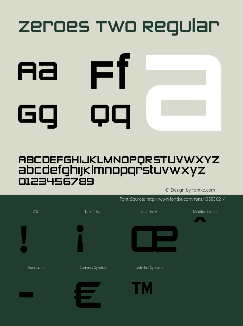 Zeroes Two Regular OTF 3.000;PS 001.001;Core 1.0.29 Font Sample