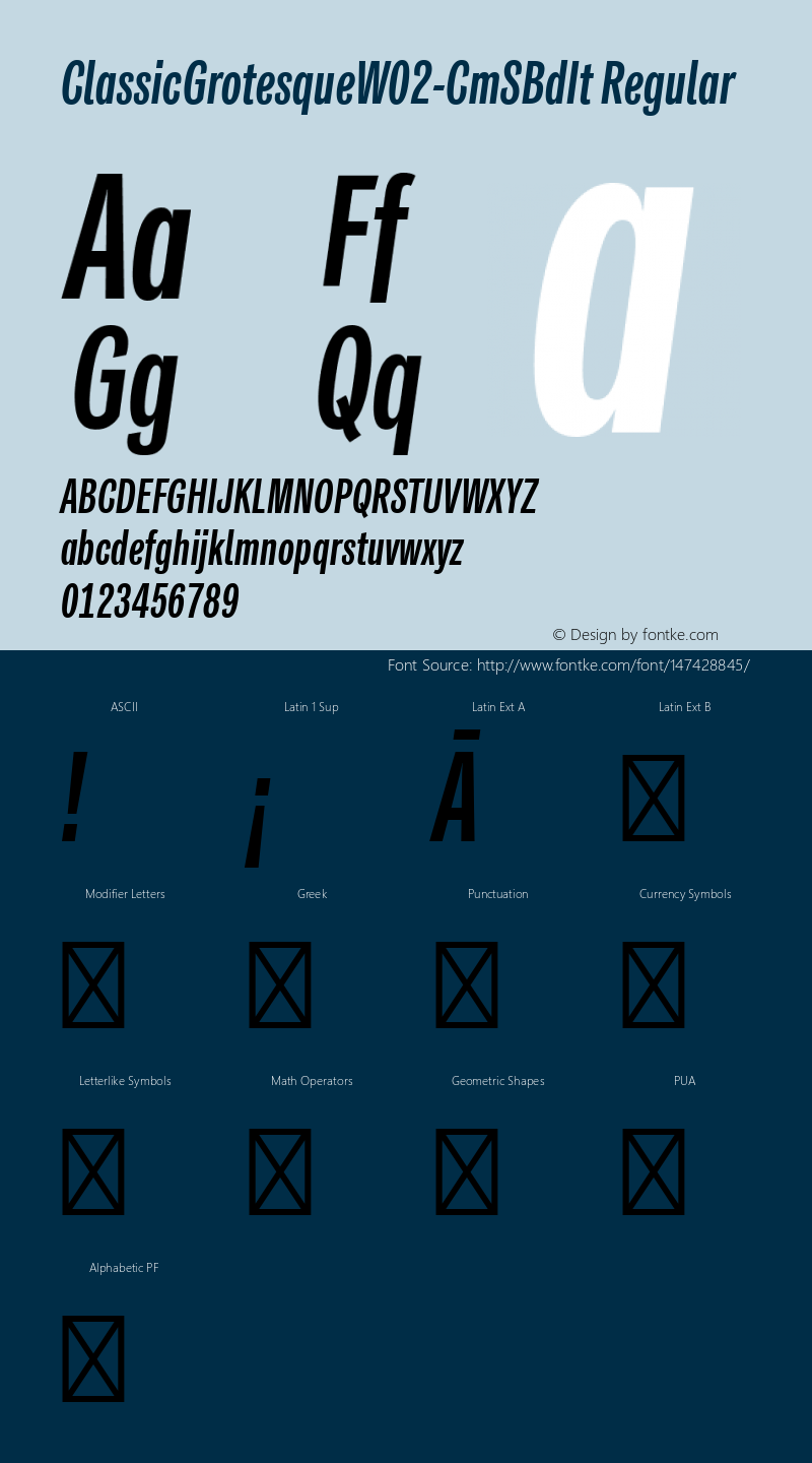Classic Grotesque W02 Cm SBd It Version 1.00 Font Sample