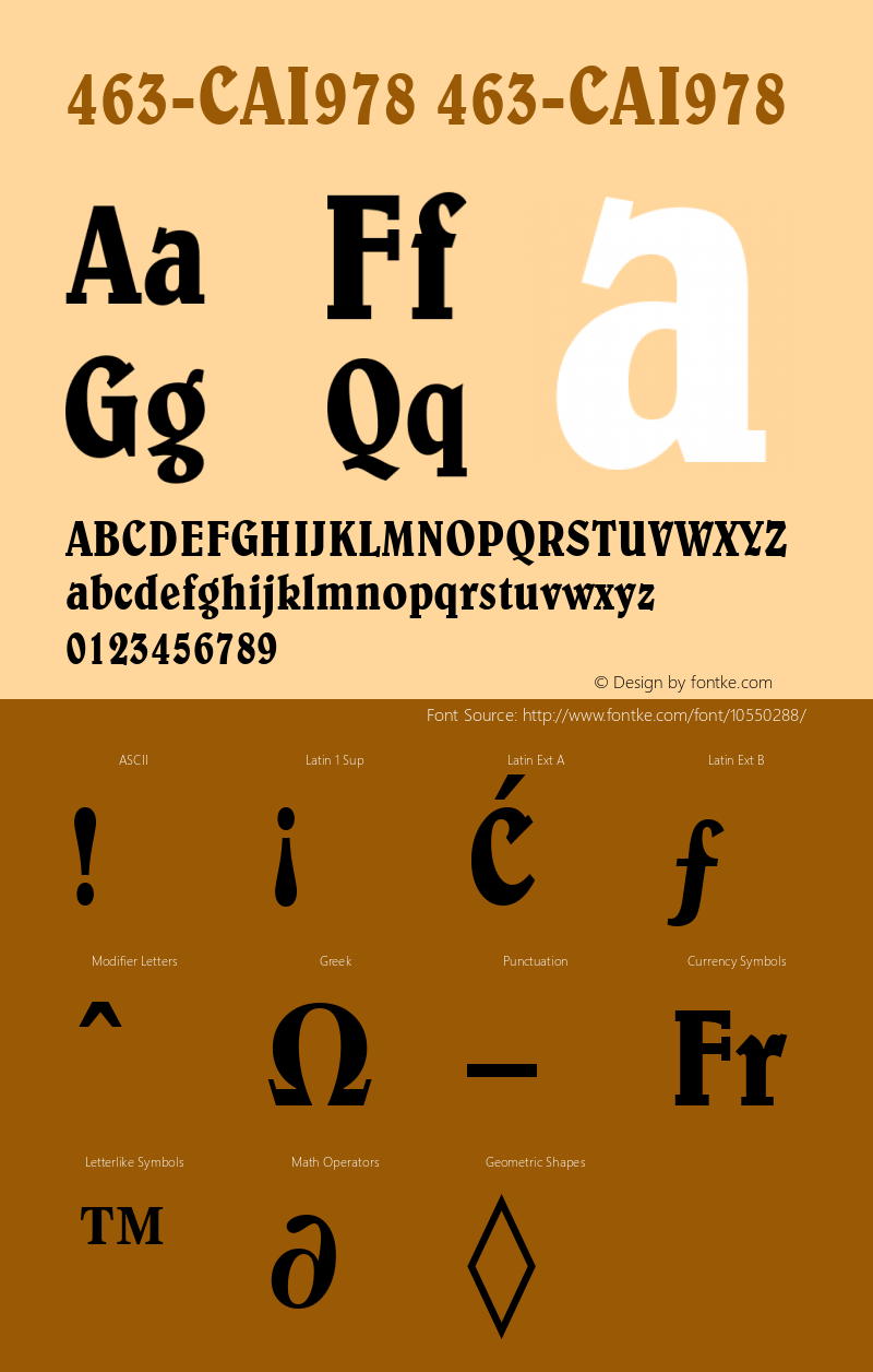 463-CAI978 463-CAI978 Version 3.0 Font Sample