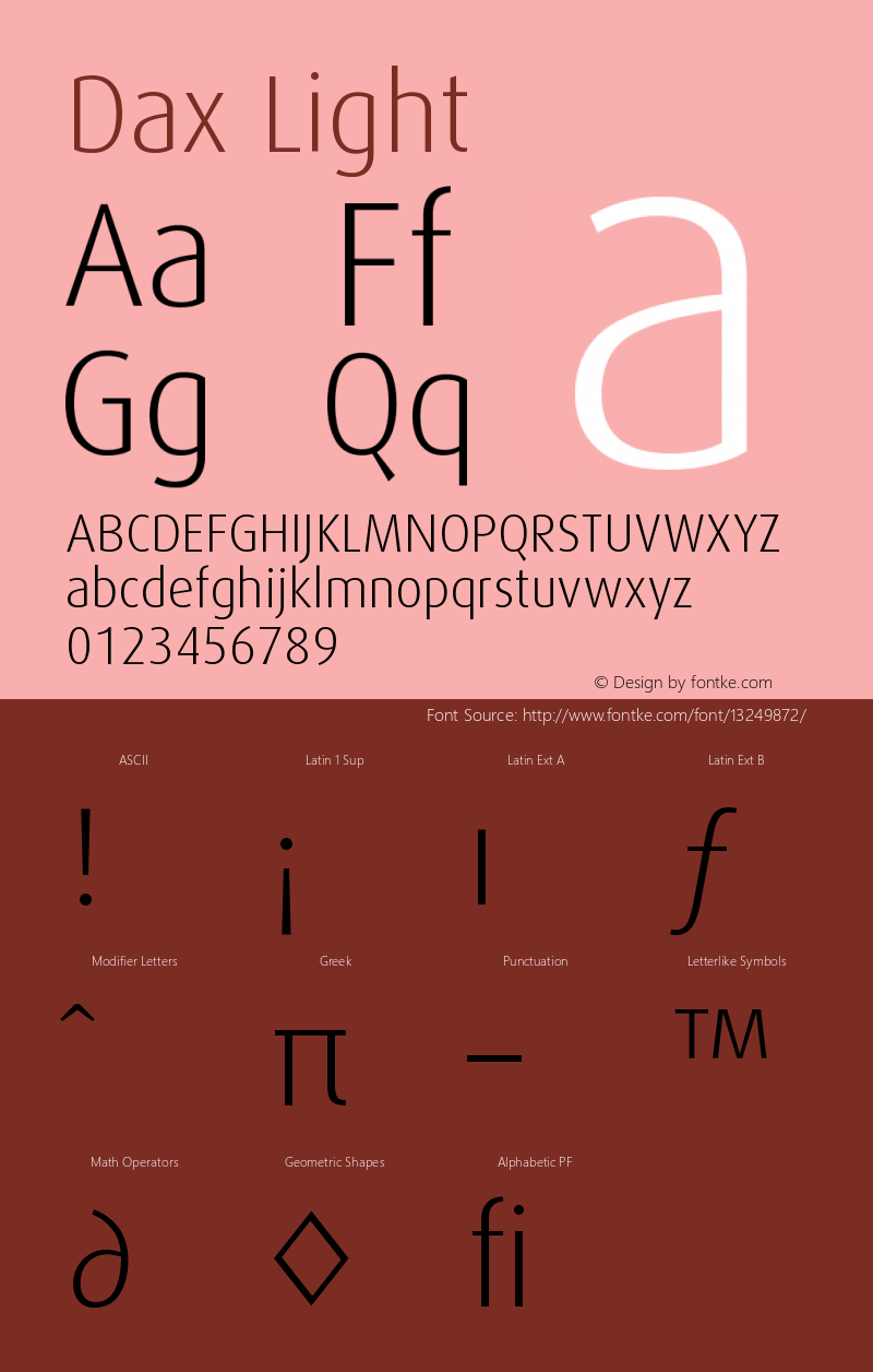 Dax Light Version 001.000 Font Sample