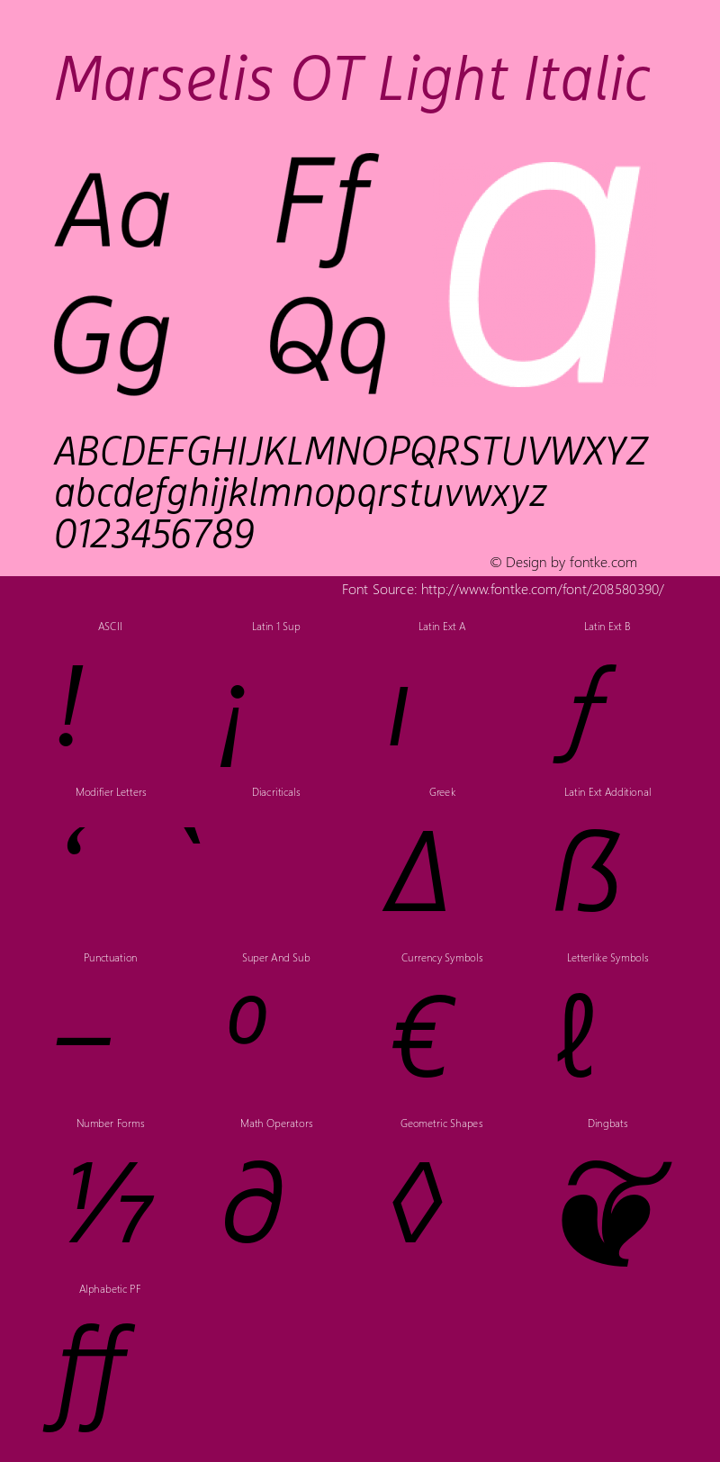 Marselis OT Light Italic Version 7.600, build 1028, FoPs, FL 5.04图片样张