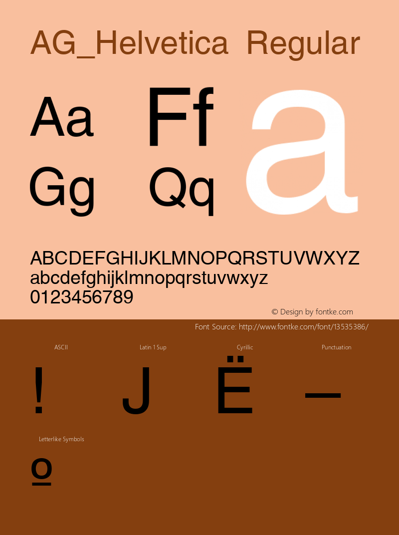 AG_Helvetica Regular 001.000 Font Sample