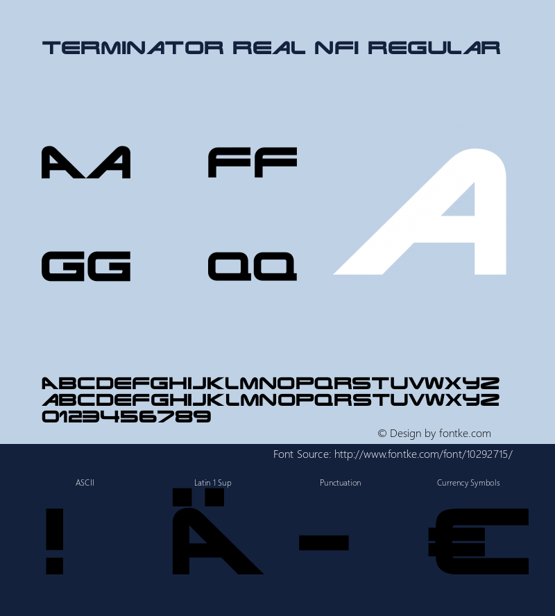 Terminator Real NFI Regular Version 2.001;PS 002.000;hotconv 1.0.38 Font Sample