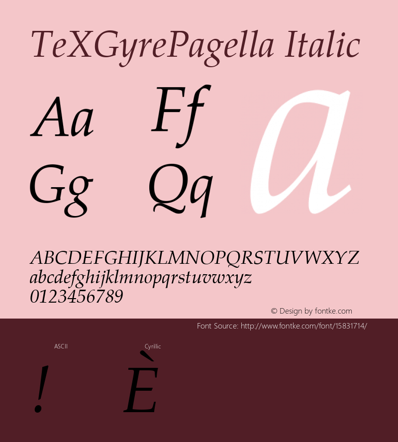 TeXGyrePagella Italic Version 1.103;PS 1.103;hotconv 1.0.49;makeotf.lib2.0.14853; ttfautohint (v1.4.1) Font Sample