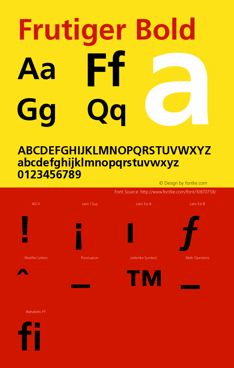 Frutiger Bold Version 001.002 Font Sample