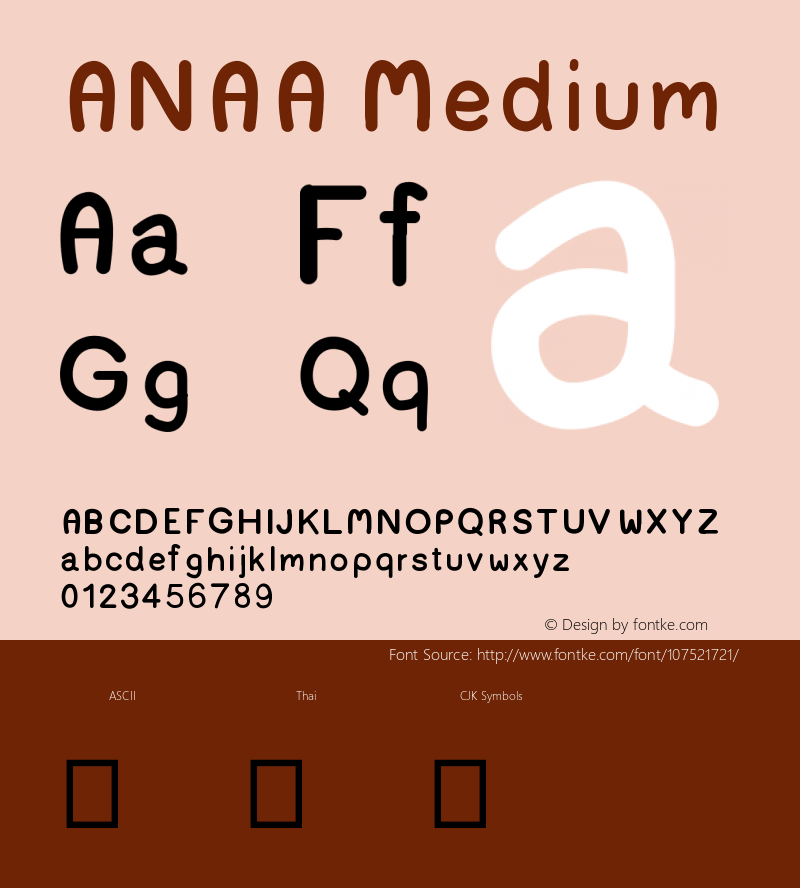 ANAA Version 001.000 Font Sample