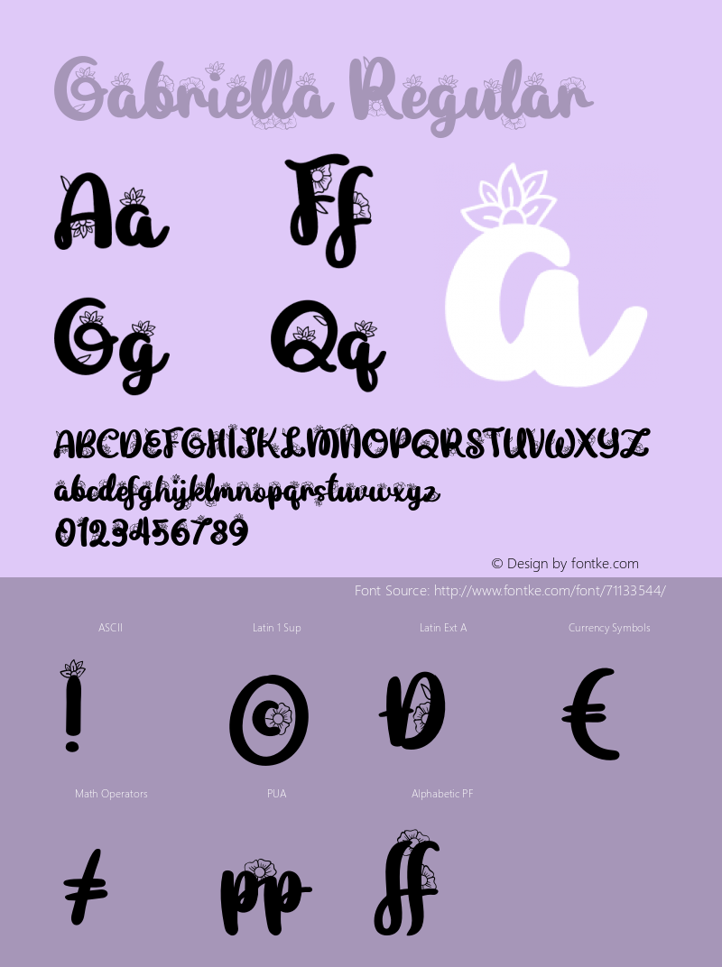 Gabriella Version 1.000 Font Sample