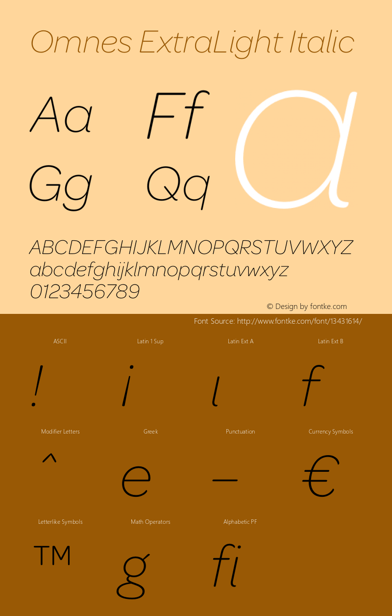 Omnes ExtraLight Italic 001.000 Font Sample