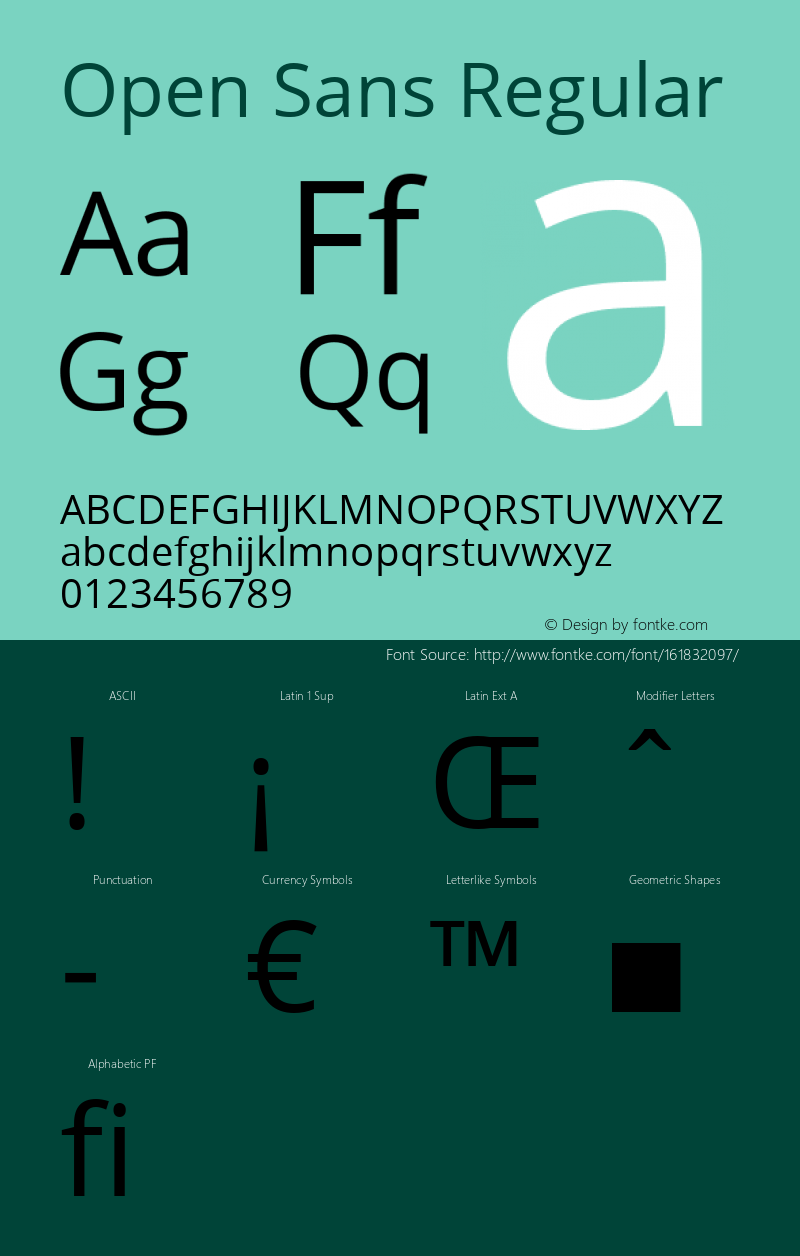 Open Sans Regular Version 1.10 Font Sample