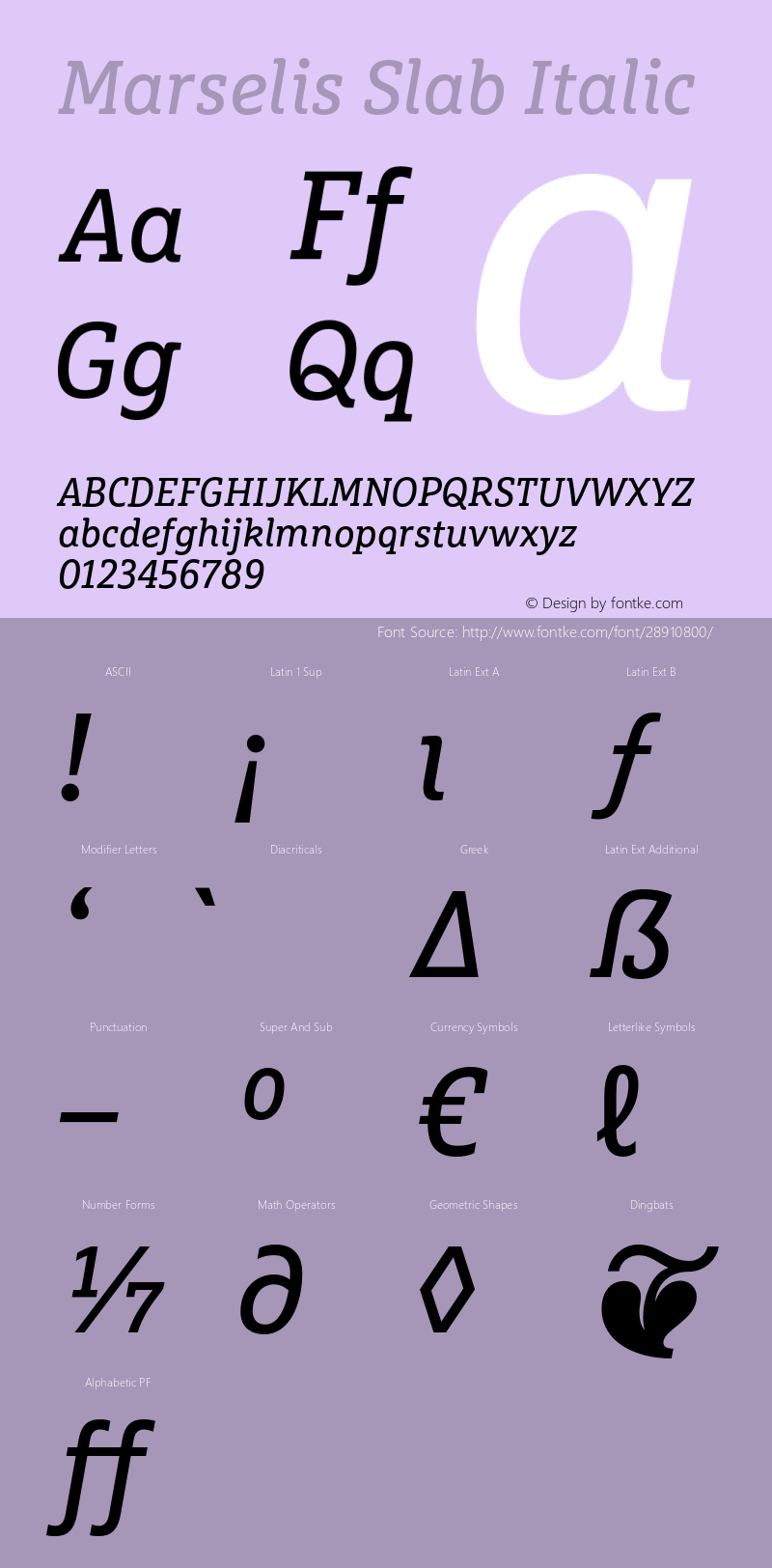 MarselisSlab-Italic Version 7.504 Font Sample