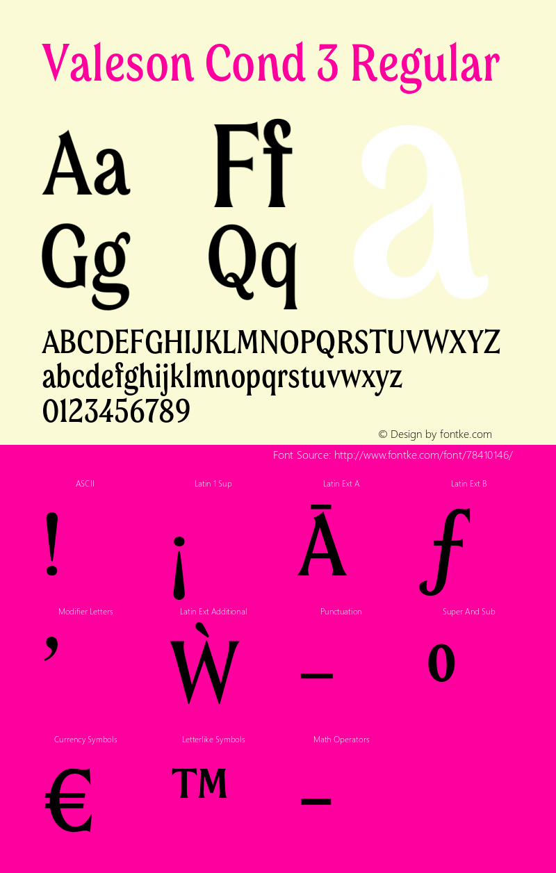 Valeson W05 Cond Medium Version 1.00 Font Sample