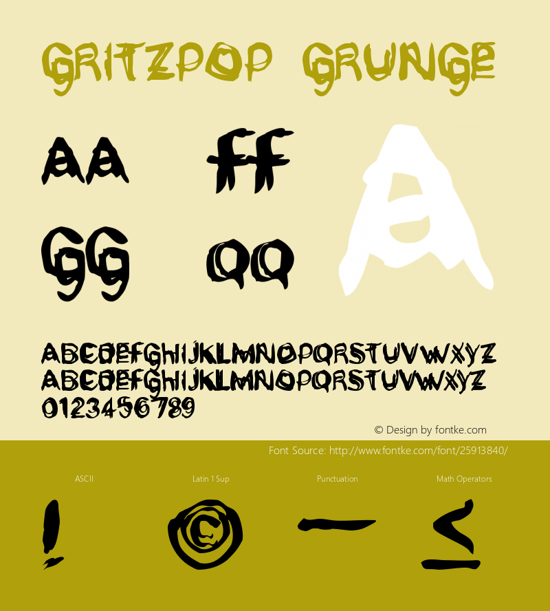 GritzpopGrunge Version 001.000 Font Sample