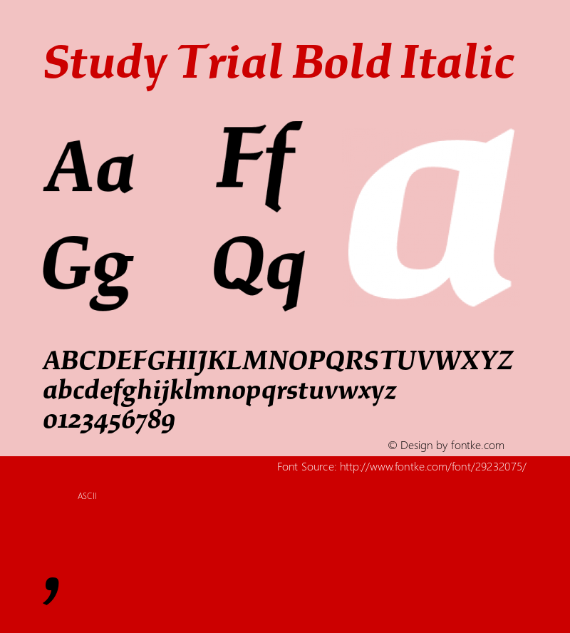Study Trial Bold Italic Version 1.020;hotconv 1.0.109;makeotfexe 2.5.65596 Font Sample