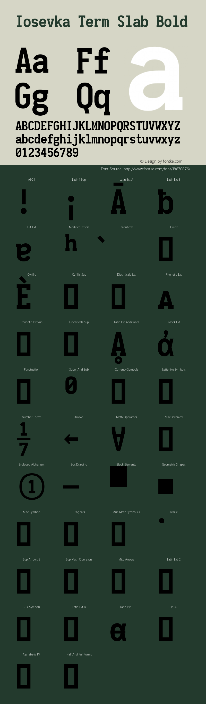 Iosevka Term Slab Bold 1.11.1; ttfautohint (v1.6) Font Sample