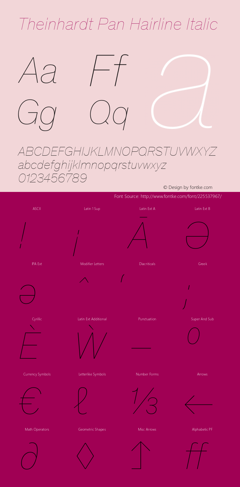 Theinhardt Pan Hairline Italic Version 4.003; build 0008图片样张