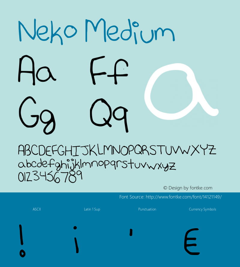 Neko Medium Version 001.000 Font Sample