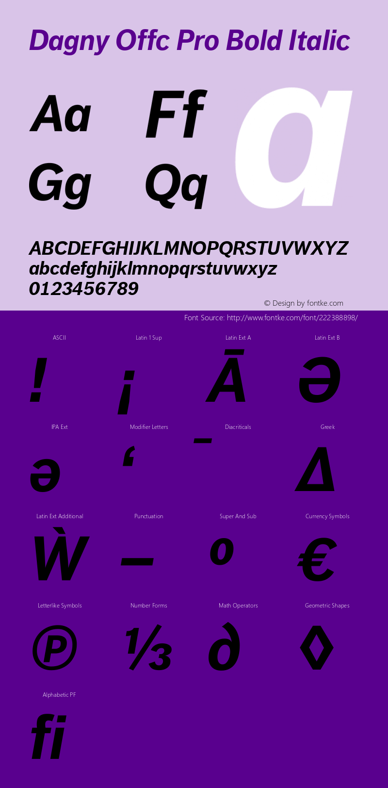 Dagny Offc Pro Bold Italic Version 7.504; 2009; Build 1021图片样张