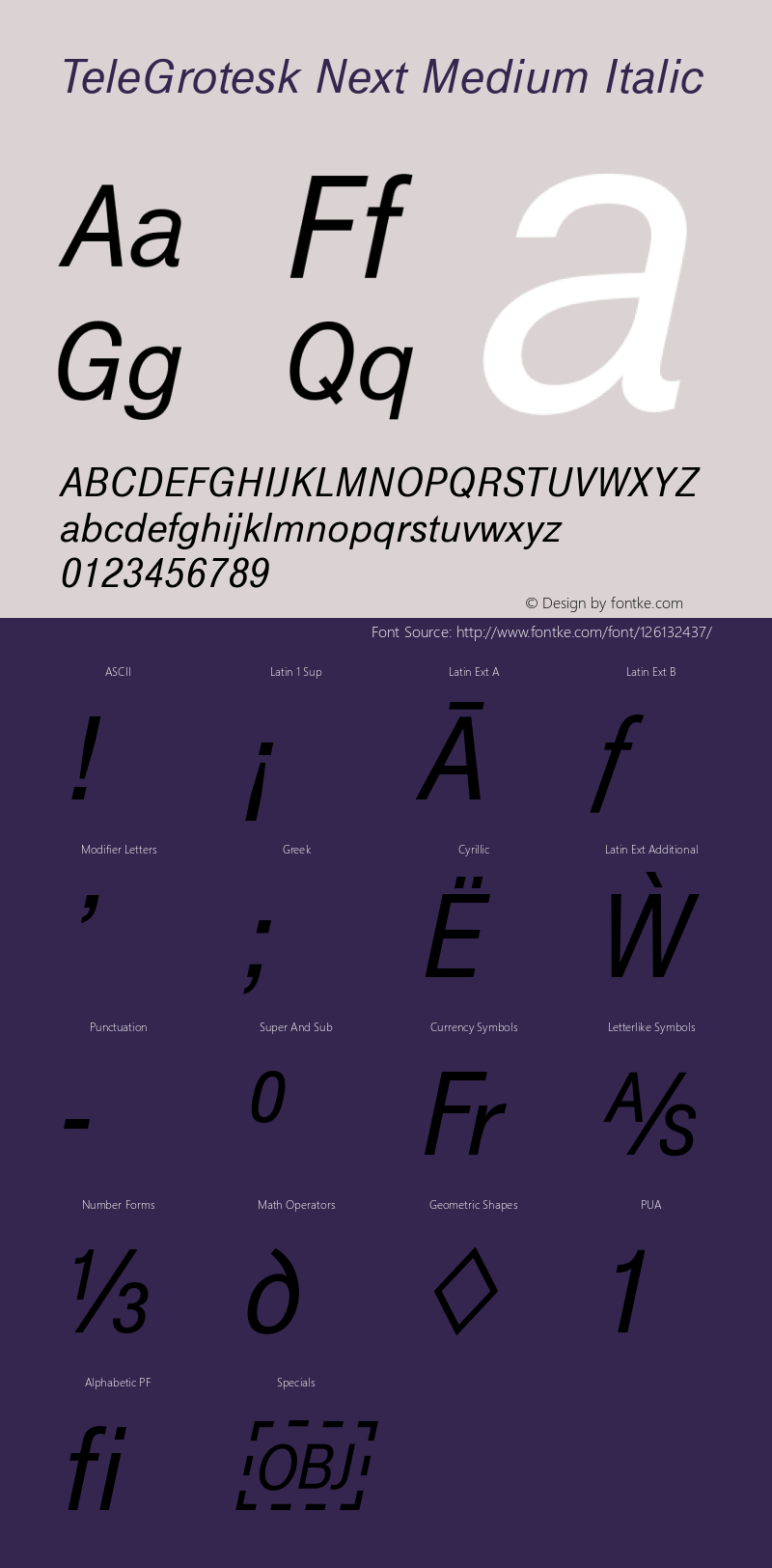 TeleGrotesk Next Medium Italic Version 2.10 Font Sample