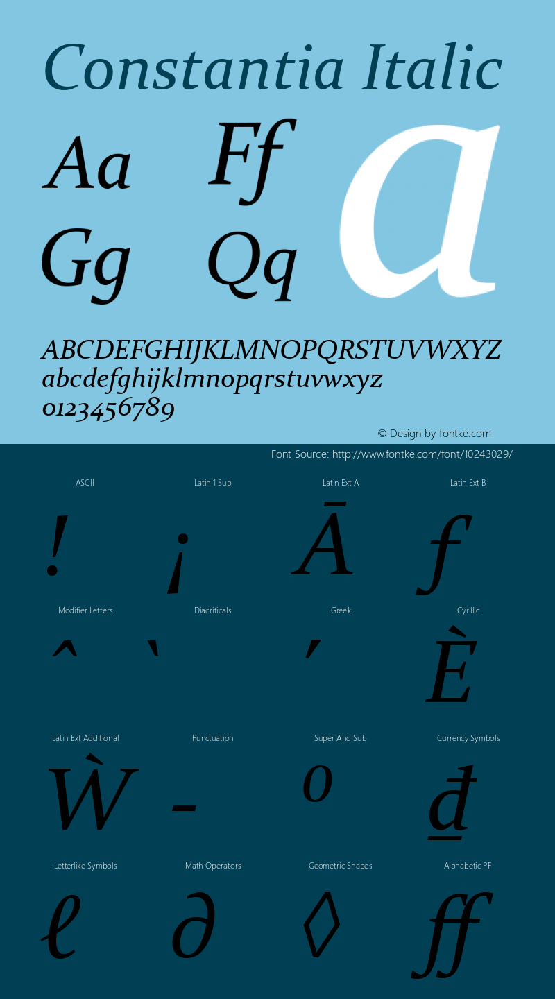 Constantia Italic Version 5.50 Font Sample