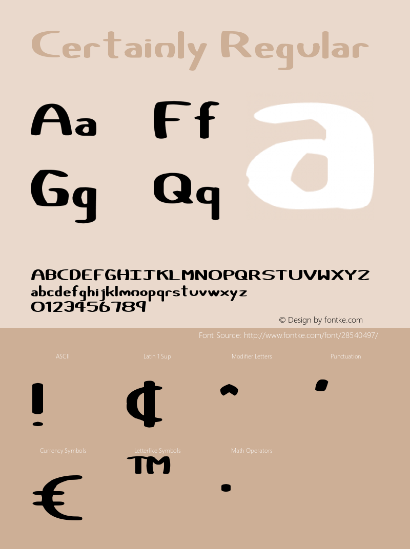 Certainly Version 1.00;February 8, 2019;FontCreator 11.5.0.2430 64-bit Font Sample