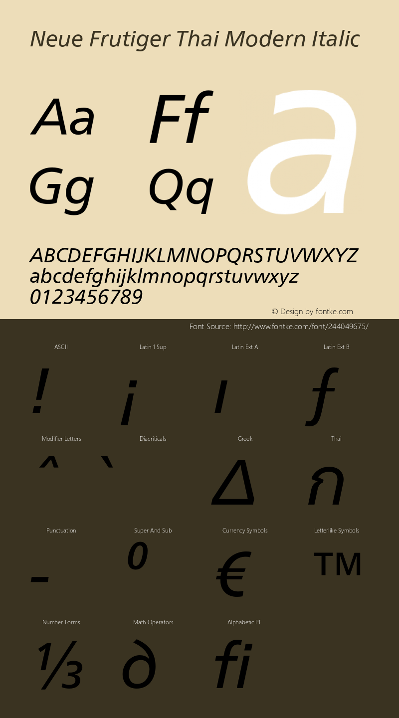 Neue Frutiger Thai Modern It Version 1.10, build 21, s3图片样张